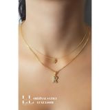 Luxe Loom Kadın Gold Zirkon Taşlı Küçük Kalpli R Harfli Çift Katman Kolye 006