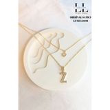 Luxe Loom Zarafetin Işıltısı Kadın Kararmayan Çelik Gold Zirkon Taşlı Küçük Kalpli Z Harfli Çift Katman Kolye 006