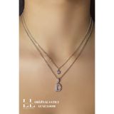 Luxe Loom Zarafetin Işıltısı Kadın Kararmayan Çelik Gümüş Renk Zirkon Taşlı Küçük Kalpli D Harfli Çift Katman Kolye 006