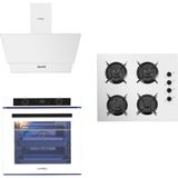 Luxell 88 Lt Plus Beyaz Cam Ankastre Set Yüksek Performanslı Doğalgazlı Ocak ve Davlumbaz