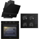 Luxell 88 Lt Süper Kristal Siyah Cam Ankastre Set