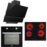 Luxell Opall 15 Program Ankastre Vitroseramik Siyah Set (B66-SGF3 Opall Fırın + V6-04T Vitroseramik Ocak + 835 Opall Davlumbaz )