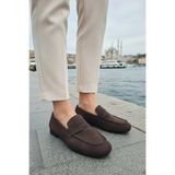 LUXEON Kadın Kahverengi Günlük İthal Süet Loafer Casual Ortopedik Hafif Esnek Rahat Makosen Kadın Ayakkabı