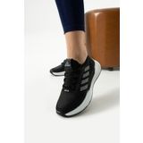 LUXEON Kadın Siyah Beyaz Bağcıklı Ortopedik Fileli Triko Hafif Taban Sneaker Günlük Yürüyüş Spor Ayakkabı