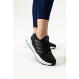 LUXEON Kadın Siyah Fuşya Bağcıklı Ortopedik Fileli Triko Hafif Taban Sneaker Günlük Yürüyüş Spor Ayakkabı