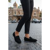 LUXEON Kadın Siyah Günlük İthal Süet Loafer Casual Ortopedik Hafif Esnek Rahat Makosen Şık Kadın Ayakkabı