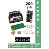 Luxery Blackjack Texas Holdem Casino 200 Poker Çipi Çift İskambil Kağıdı Metal Kutu Poker Oyunu Seti