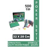 Luxery Blackjack Texas Holdem Casino 500 Poker Çipi Çift İskambil Kağıdı Metal Kutu Poker Oyunu Seti