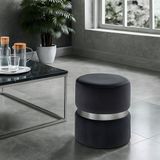 Luxery Puf - Antrasit Spor Dikişli Gümüş Detaylı Silinebilir Kadife Kumaş Modern Lüx Puf-Makyaj Pufu - Antrasit - Gold