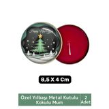 Luxery Yeni Yıl Parti New Year Yılbaşı Özel Metal Kutulu 8,5X4Cm Aromalı Kokulu Dekoratif Mum 2 Adet
