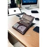 Luxetti Hakiki Deri Cüzdan Düz Desenli ve Kartlık Bölmeli Unisex Hediye Seçeneği - Kahverengi