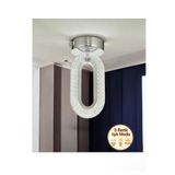 Lüxev Lighting Elips Ledli Avize Tavana Sıfır Gümüş Gövde 3 Renk Modu Koridor yatak Çocuk Odası Led Avize