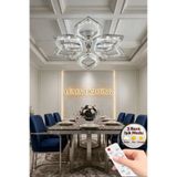 Lüxev Lighting Flora Model Gümüş 6"lı Ledli 3 Renk Modu Kristal Salon Mutfak Yatak Çocuk Odası Avize