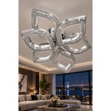 Lüxev Lighting Flora Model Gümüş 6"lı Ledli 3 Renk Modu Kristal Salon Mutfak Yatak Çocuk Odası Avize