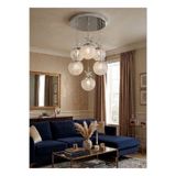 Lüxev Lighting Güneş Model 6"lı Gümüş 3 Renk Modu Ledli Kristal Taşlı Modern Salon Mutfak Oturma Odası Led Avize