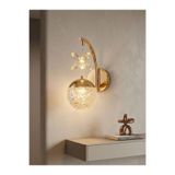 Lüxev Lighting Güneş Model Tekli Gold 3 Renk Modu Kristal Taşlı Salon Mutfak Yatak Çocuk Odası Aplik