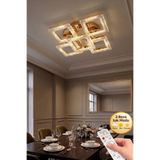 Lüxev Lighting Kare Model 5"li Gold 3 Renk Modu Ledli Modern Tavana sıfır Salon Mutfak Çocuk Yatak Odası Led Avize