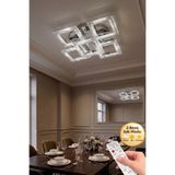 Lüxev Lighting Kare Model 5"li Gümüş 3 Renk Modu Ledli Modern Tavana sıfır Salon Mutfak Çocuk Yatak Odası Led Avize
