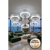 Lüxev Lighting Mozaik Model Gümüş 6"lı Ledli 3 Renk Modu Kristal Salon Mutfak Yatak Çocuk Odası Avize