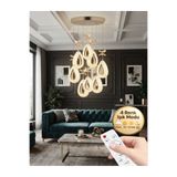 Lüxev Lighting Yağmur Model 8'li Gold 3 Renk Modu Kristal Taşlı Modern Salon Mutfak Oturma Çocuk Odası Led Avize