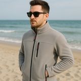 Luxic Core erkek gri Fermuarlı Polar Ceket Dik Yaka Günlük ve Outdoor Kullanım - S