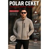 Luxic Core Erkek Gri Fermuarlı Polar Ceket Dik Yaka Günlük ve Outdoor Kullanım - XL