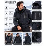 LUXIC CORE Erkek Kürklü Kapüşonlu Softshell Kışlık Mont Lacivert 2XL