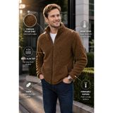 LUXIC CORE Erkek Peluş polar Slim Fit Dik Yaka Fermuarlı Cepli Günlük Spor Ceket