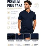 Luxic Core Erkek Polo Yaka Lacivert Tişört Likralı Pike Kumaş Terletmez Rahat Günlük - Lacivert - 2XL