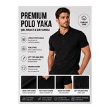 LUXIC CORE Erkek Polo Yaka Siyah Tişört Likralı Pike Kumaş Terletmez Slim Fit Günlük Şık Tasarım