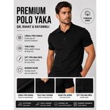 Luxic Core Erkek Polo Yaka Tişört Likralı Pike Kumaş Terletmez Rahat Günlük - Siyah - 2XL