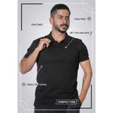 Luxic Core Erkek Polo Yaka Tişört Likralı Pike Kumaş Terletmez Rahat Günlük - Siyah