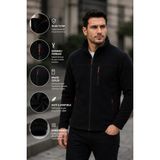 Luxic Core Erkek Siyah Fermuarlı Polar Ceket Dik Yaka Günlük ve Outdoor Kullanım - XL