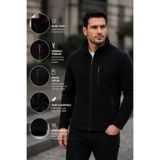 LUXIC CORE Erkek Siyah Fermuarlı Polar Ceket Dik Yaka Günlük ve Outdoor Kullanım