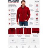 Luxic Core Luxıc Core Erkek Kırmızı Polar Ceket Fermuarlı Dik Yaka Cepli Günlük Outdoor - XL