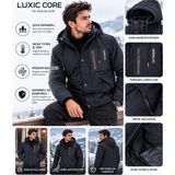 Luxic Core Luxıc Core Erkek Kürklü Kapüşonlu Softshell Kışlık Mont Lacivert M Suya ve Rüzgara Dayanıklı