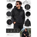 Luxic Core Luxıc Core Erkek Kürklü Kapüşonlu Softshell Kışlık Mont Siyah M Suya ve Rüzgara Dayanıklı