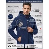 Luxic Core Luxıc Core Erkek Lacivert Kapüşonlu Polar Ceket 3 Cepli Fermuarlı Sıcak Tutan Outdoor - XL