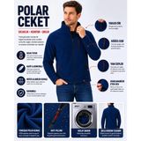 Luxic Core Luxıc Core Erkek Mavi Polar Ceket Fermuarlı Dik Yaka Cepli Günlük Outdoor - XL