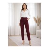 LUXINA GİYİM Kadın Bordo Yüksek Bel Kumaş Havuç Pantolon