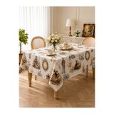 Luxoras Home Duck Kumaş Vintage Fransız Şato Desenli Dekoratif Masa Örtüsü