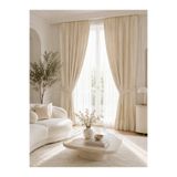 Luxoras Home Eteği Fırfırlı Keten Bohem Natural Vintage Fon Perde - Tek Kanat ( en x boy )