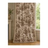 Luxoras Home Fransız Köylü Desenli Fon Perde Kornişli 3 Kenar Püsküllü Vintage Country Perde (En x Boy)