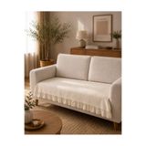 Luxoras Home Keten Fırfırlı 2 Kişilik Koltuk Örtüsü Dekoratif Bohem Kanepe Çekyat Oturma Yerini Kapatan Salon Örtüsü