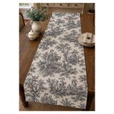 Luxoras Home Siyah Fransız Köylü Desenli Duck Kumaş 50x200 Büyük Runner Vintage Country Şık Dekoratif Masa Örtüsü