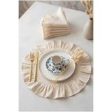 Luxoras Home soft keten Fırfırlı Vintage 6'lı Yuvarlak Amerikan Servisi