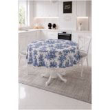 Luxoras Home Yuvarlak Duck Kumaş Fransız Köylü Desenli Püsküllü Masa Örtüsü Country Bohem Salon ve Mutfak