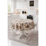 Luxoras Home Yuvarlak Duck Kumaş Fransız Şato Desenli Püsküllü Masa Örtüsü Country Bohem Salon ve Mutfak