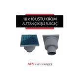 LÜXPAR 10x10 Üstü Krom Kare Yer Süzgeci – 50'lik Alttan Gider – Banyo, Balkon, Teras Su Tahliye Izgarası