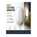 luxshome 20W Oval LED Armatür Beyaz Işık IP65 Nem ve Suya Dayanıklı Duvar Aydınlatma İç Dış Mekan Banyo Balkon Bahçe Koridor